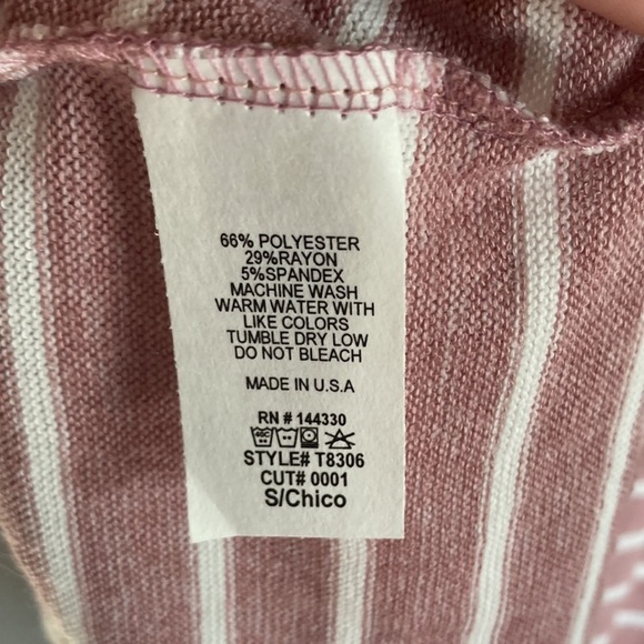 3XHP Brand NWT Gorgeous Pink & White Striped Leopard Front Twisted Hem Top- Sz S - Picture 7 of 7